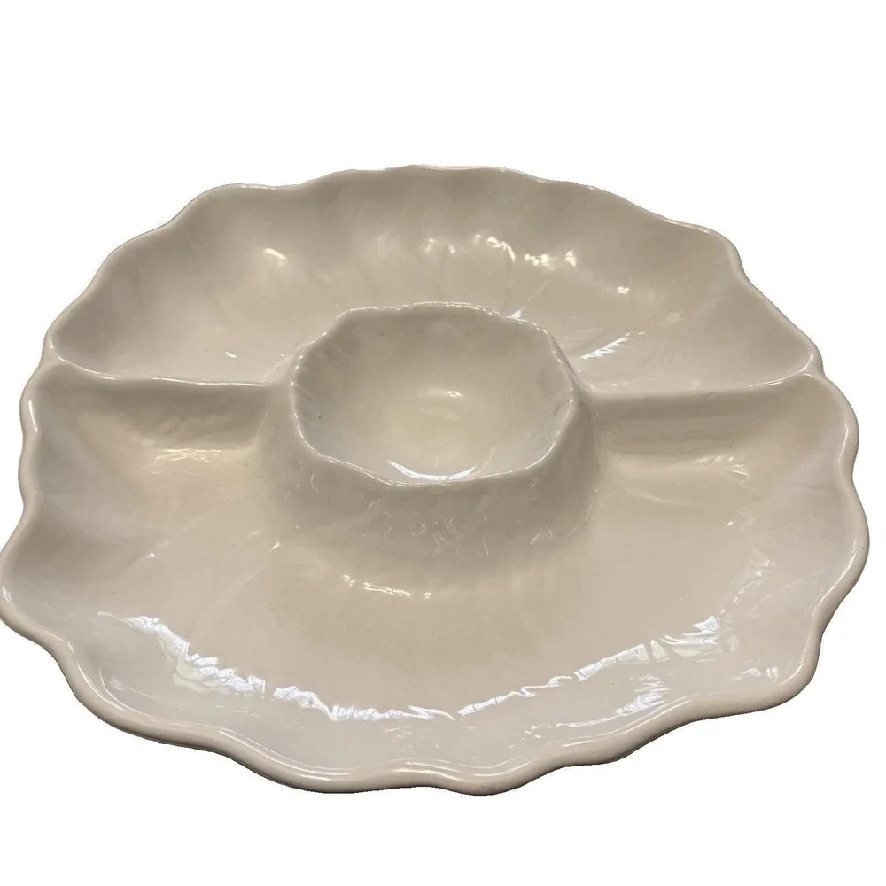 Vintage Japan Stoneware Chip Dip Platter 12